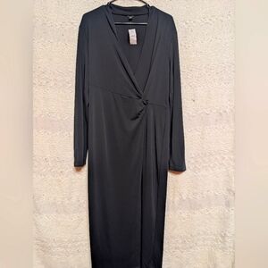 Ann Taylor Women's Elegant Black Wrap Dress Size 16 Floor Length New With Tags